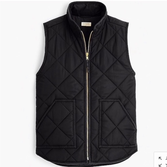 J. Crew Jackets & Blazers - JCREW classic black quilted puffer vest with gold details
